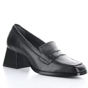 NEW! BOS. & CO. Ama Black Leather Heeled Penny Loafers 40=9/9.5.